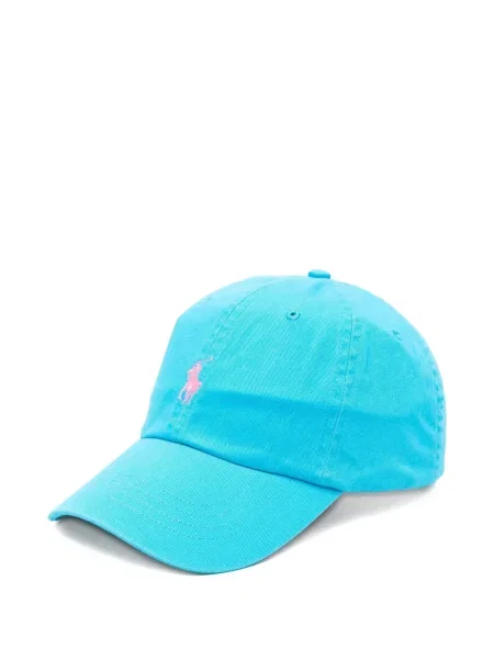 Lniana czapka z daszkiem Polo Ralph Lauren z okrągłym dekoltem niebieska