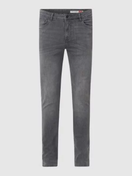 Jeansy o kroju skinny fit z naszywką z logo Review szare