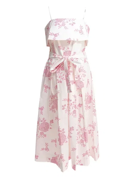 Rochie midi La Maison Talulah cu model floral cu imagine până la genunchi alb