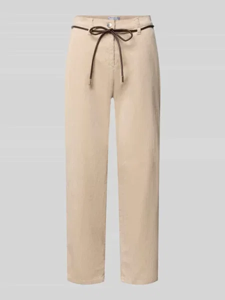Spodnie o kroju comfort fit o szerokiej nogawce z mieszanki bawełny i modalu model Carrie' Raphaela By Brax białe