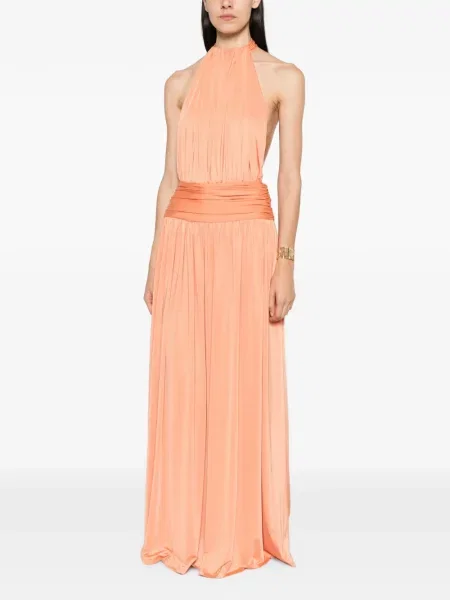 Rochie maxi Arcina Ori cu gât halter portocaliu