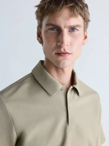 Koszulka polo slim fit Thermolite® średni Mężczyzna S MANGO MAN brązowy