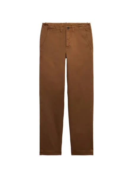 Pantaloni Fortela cu model herringbone maro