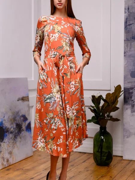 Сукня міді LadyLike віскоза/модал помаранчевий