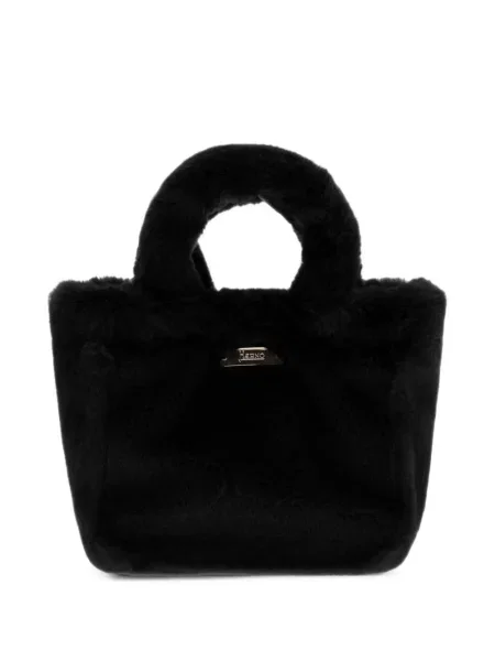 Geantă shopper Herno cu blană negru