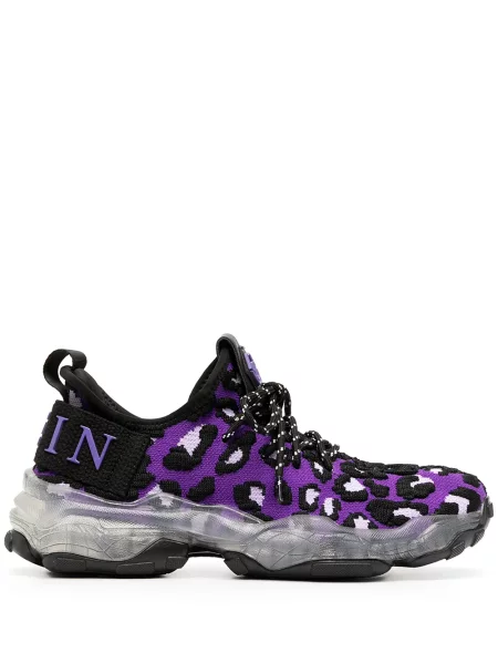 Sneakerși Philipp Plein cu imagine cu model leopard violet