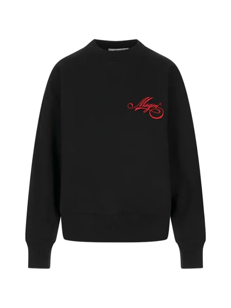 Hanorac crewneck Msgm cu broderie cu decolteu rotund negru