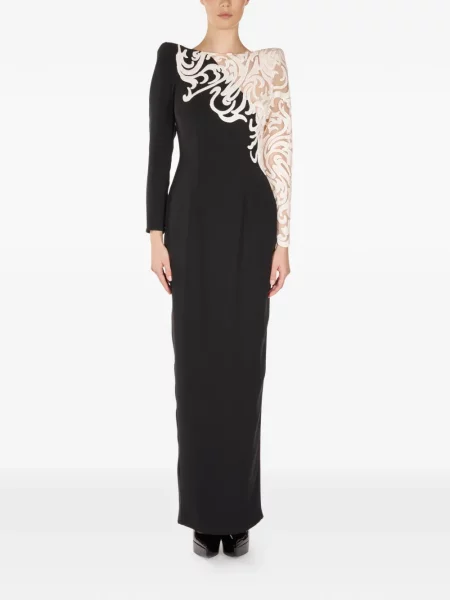 Rochie maxi Araftu din dantelă lungă de costum negru