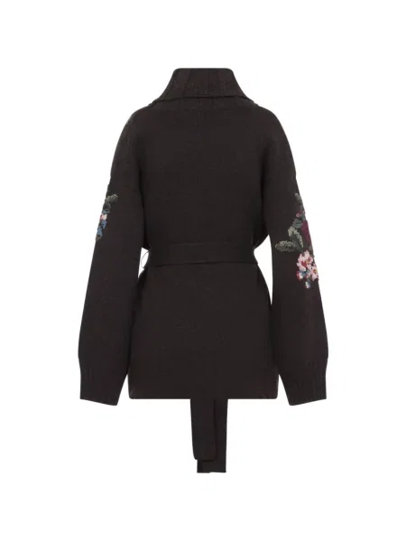 Gėlėtas diržu apjuostas kardiganas Ralph Lauren Collection ruda