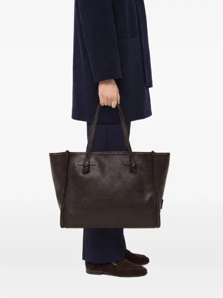 Kožená shopper kabelka Gianni Chiarini hnědá