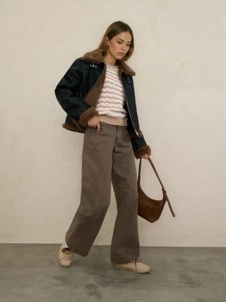 Широкі джинси коричневий