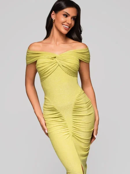 Rochie de seară Edoti de costum verde