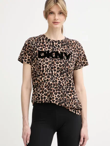 DKNY majica ženska s pamukom smeđa