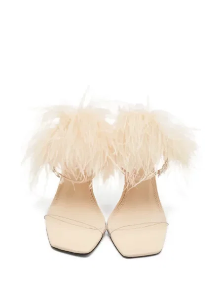 Semišové sandály Black Suede Studio z peří černé