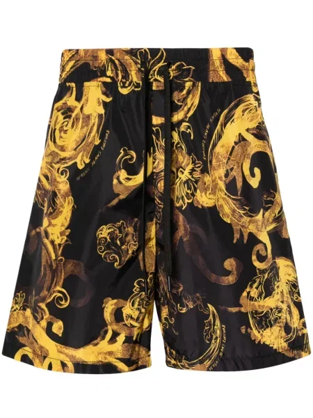 Pantaloni scurți din denim Versace Jeans Couture cu imagine negru