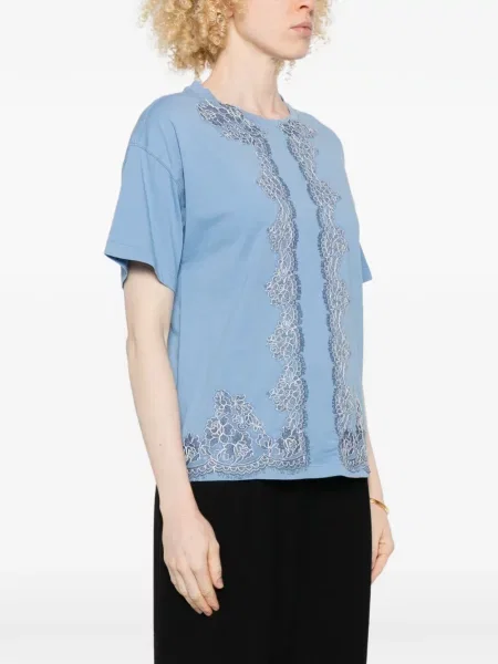 Koszulka Ermanno Firenze koronkowa niebieska