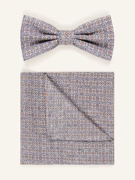 Prince Bowtie Sada: Motýlek A Kapesník / hnědá / tmavě modrá šedá