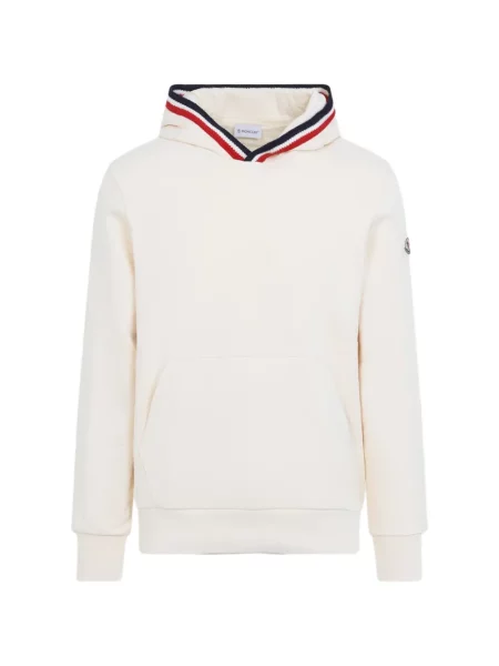 Hanorac cu glugă Moncler cu dungi alb