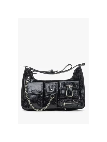 Сумка-карго шкіряна Estro чорна