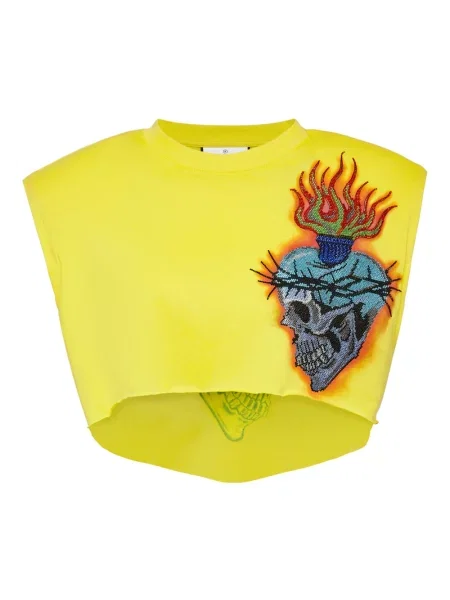 Top Philipp Plein o skróconej długości żółty