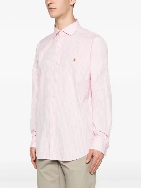 Tricou polo Polo Ralph Lauren din piele cu două rânduri de nasturi cu imagine roz