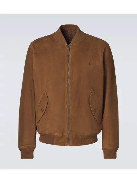 Bomber jakna Polo Ralph Lauren od brušene kože smeđa