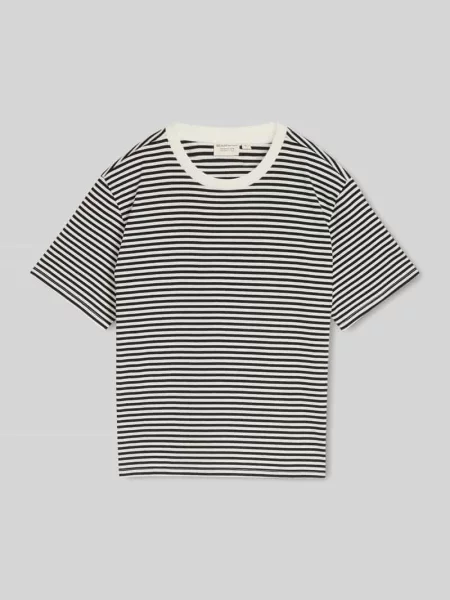 T-shirt o pudełkowym kroju z czystej bawełny Tom Tailor Denim czarna