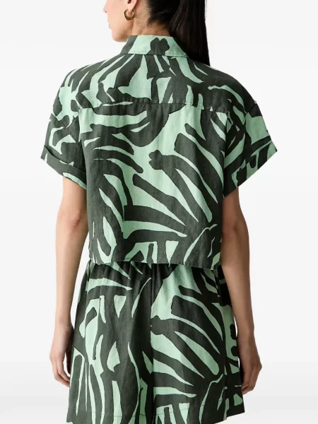 Cămașă Benetton cu imprimeu abstract verde