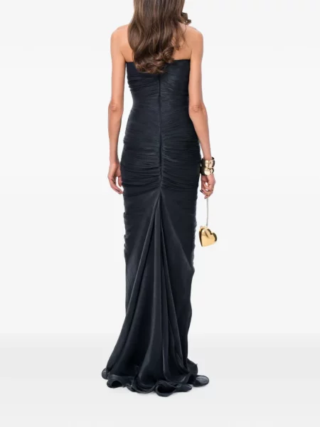 Rochie maxi Ana Radu cu model floral cu volane negru