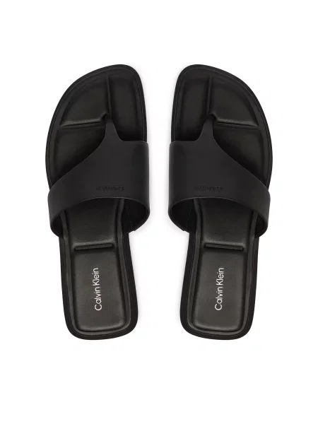 Джапанки Calvin Klein Leather Toe Post Sandals черен