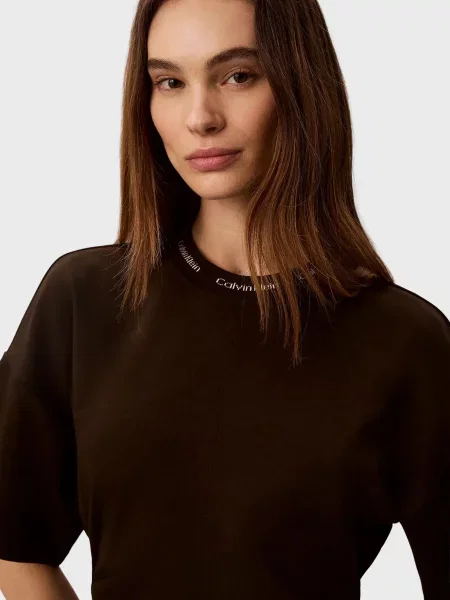 Джинсовое платье Calvin Klein Jeans с лого коричневое