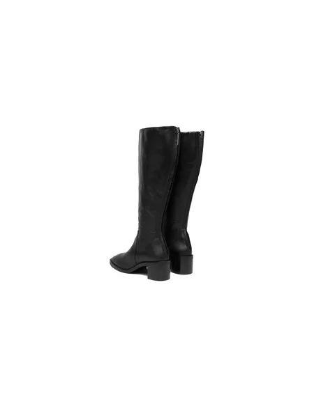 Calvin Klein bőr csizma BLOCK HEEL KNEE BOOT LTH magassarkú fekete
