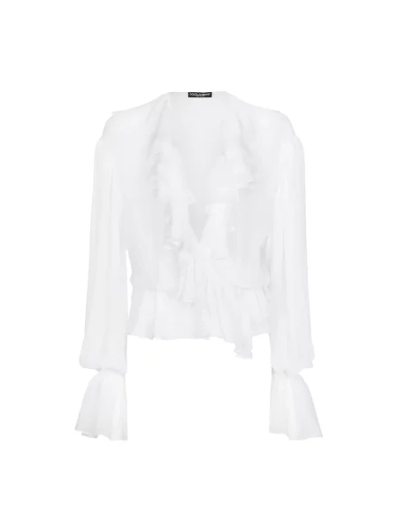 Jedwabna bluzka Dolce And Gabbana biała