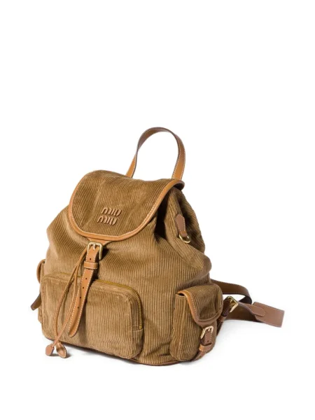 Rucsac Miu Miu de catifea cord maro