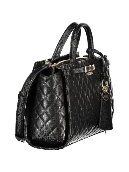 Ватиран шопинг чанта Guess с автограф черно