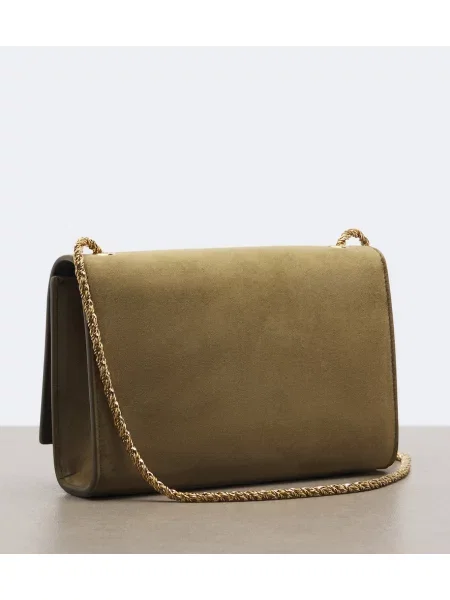 Geantă Saint Laurent din piele de căprioară verde