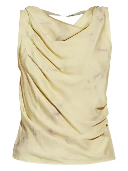 Bluză Samsøe Samsøe fără mâneci drapată verde