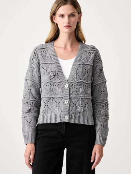 Fracomina cardigan pentru femei cu amestec de lână gri