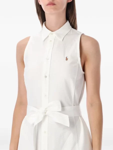 Суитчър Polo Ralph Lauren бродиран с връзки без ръкави бяло