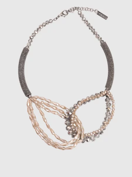 Ожерелье Peserico с бисером серое