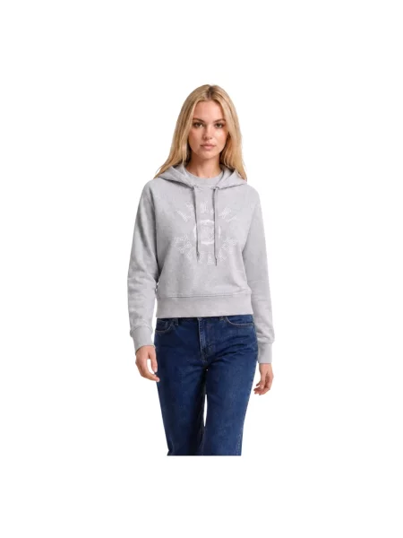 Bluza z kapturem Armani Exchange o skróconej długości szara
