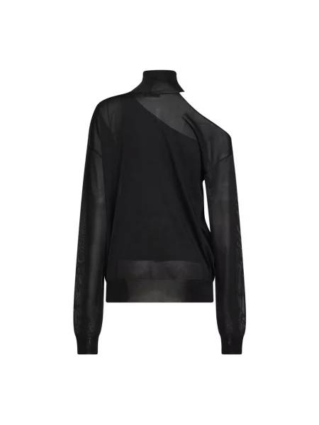 Sweter z golfem Fendi z organzy do golfa czarny