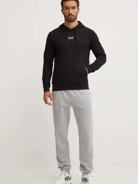 Однотонный свитер Ea7 Emporio Armani с капюшоном черный