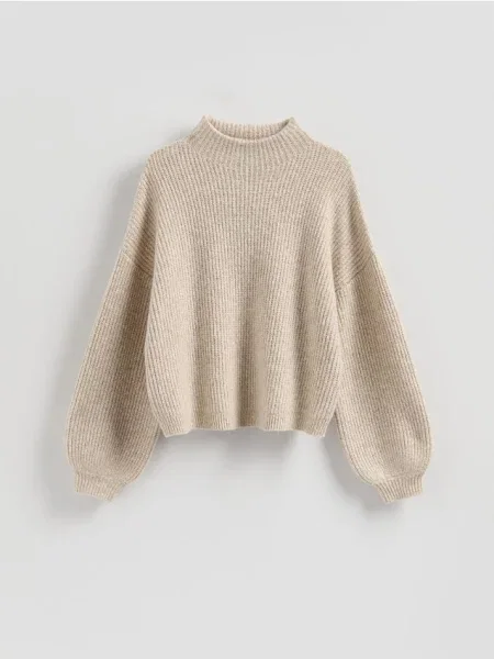 Reserved Pulover cu mâneci bufante bej