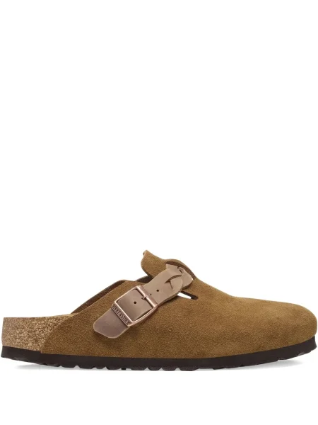 Papuci tip mules Birkenstock din piele de căprioară maro