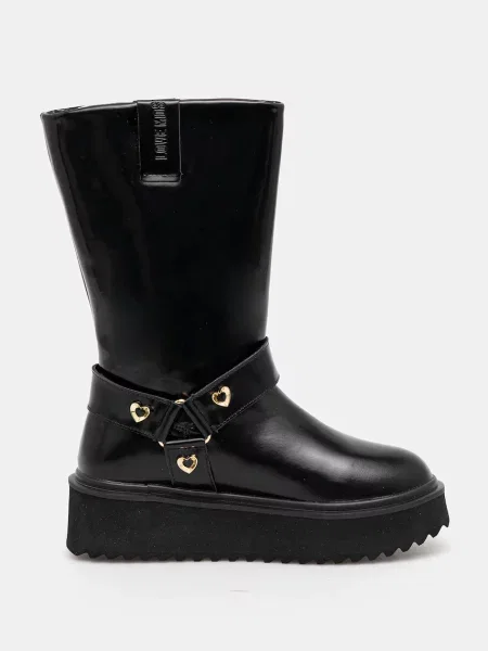 Кожаные ботинки Love Moschino на платформе черные