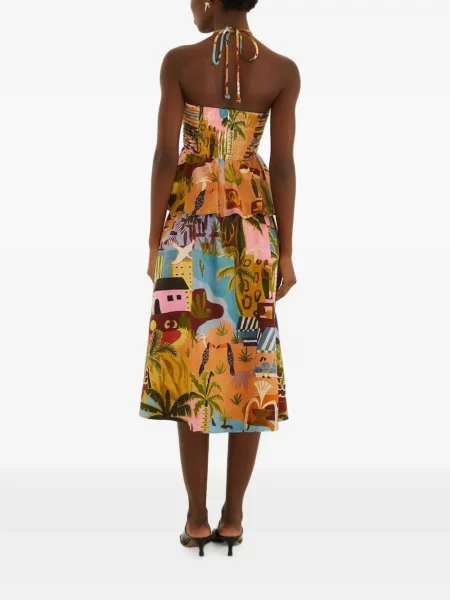 Rochie midi Farm Rio cu volane cu imprimeu tropical