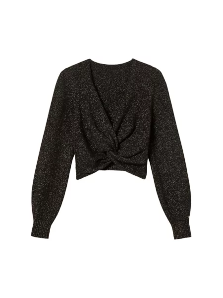 Sweter Twinset wełniany dwustronny czarny