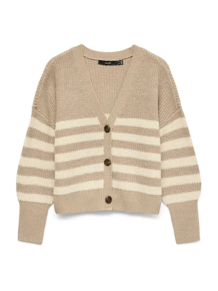 VERO MODA Geacă tricotată VMLEA ecru / gri taupe bej