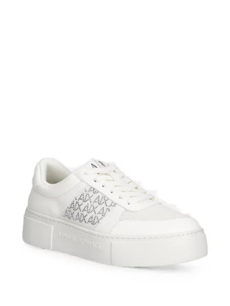Stras sneakerși Armani Exchange cu platformă alb